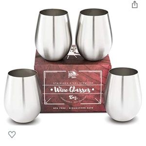 Brand new stainless steel 4pk wine glasses .